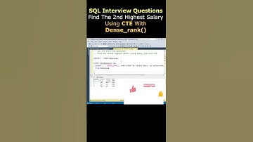 SQL CTE Interview questions find the 2nd highest salary sql server cte #sqlinterviewquestions