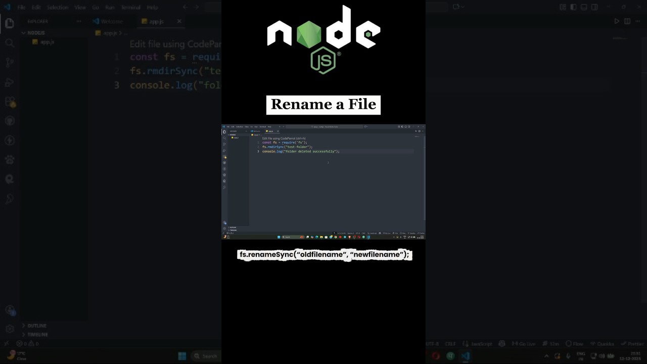 Rename a File in Node.js Using fs Module in 15 Seconds! 🔁