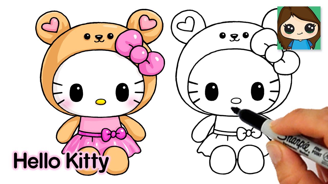 How to Draw Hello Kitty 🧸Teddy Bear Onesie - YouTube