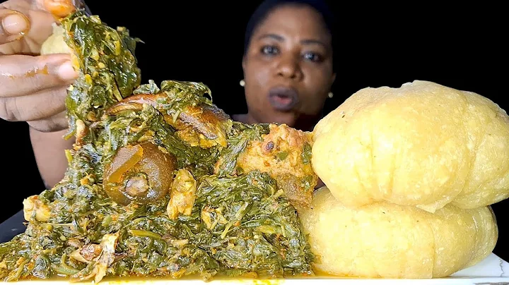 African food mukbang fufu with vegetable soup ASMR mukbang 