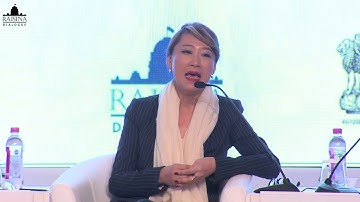 Pascale Fung speaking during a discussion on Policy, Politics and Gender