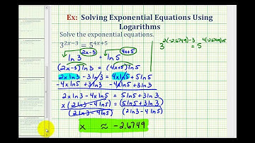 Ex 5:  Solve Exponential Equations with Two Exponential Parts Using Logarithms