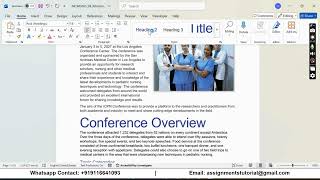 New Perspectives Word 365 | Module 3: SAM Project B Pediatric Nursing Conference Report