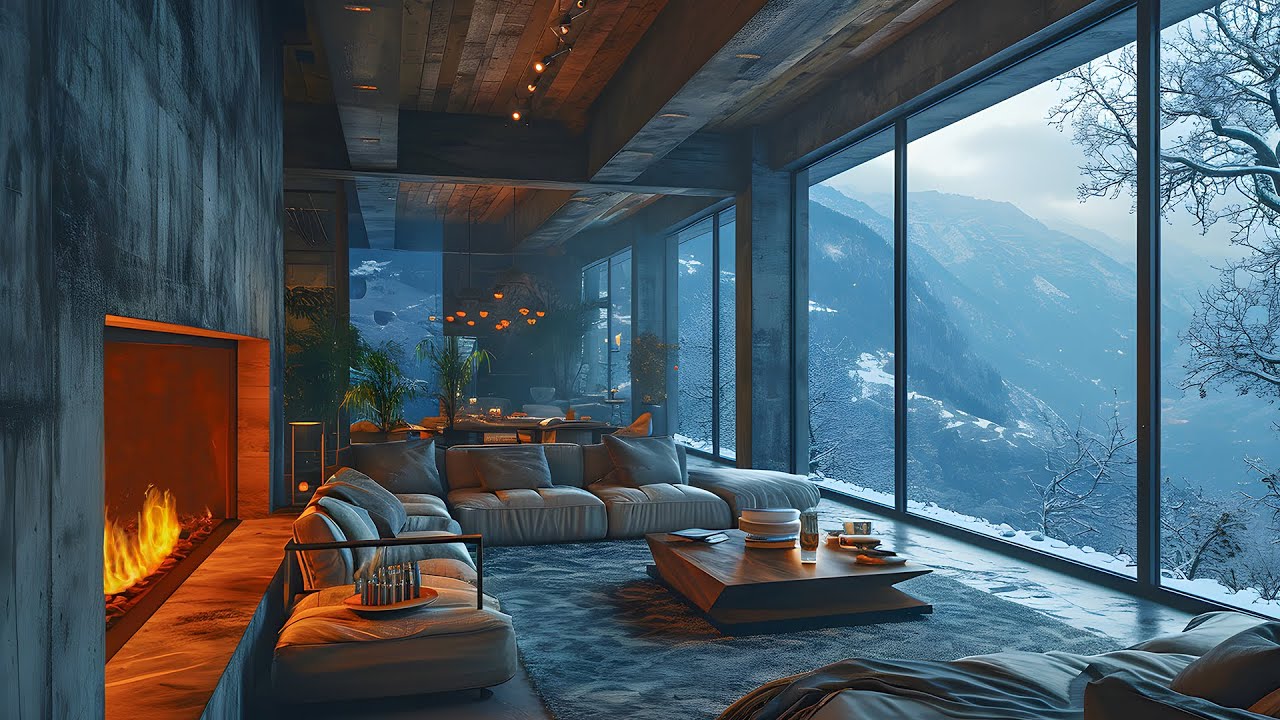 View of Relaxing Jazz Music Mixed With Falling Snow - Luxurious Apartment Space ...