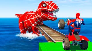 الرجل العنكبوت انقاذ باتمان Spider-Man Rescue T-REX vs iron man vs venom funny Game GTA 5 superhero!