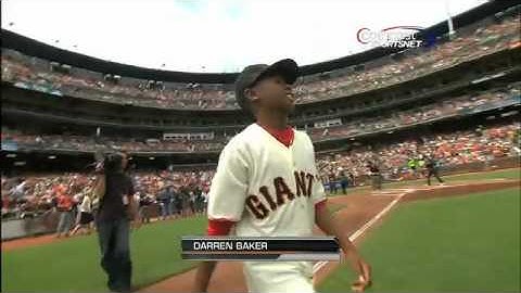 2012/07/01 Darren Baker tosses first pitch