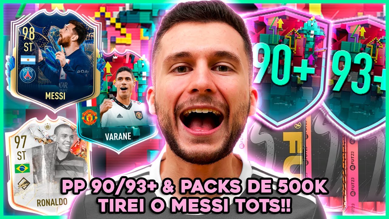 ABRI VÁRIOS PACKS DE 500K & PP DE 90/93+ TIREI O MESSI TOTS E O CR7! MITAMOS DEMAIS!! FIFA 23 - UT
