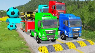 TRANSPORTING PIXAR CARS &amp; FRUITS WITH COLORED &amp; JOHN DEERE vs CLAAS vs TRACTORS - BeamNG.drive #962