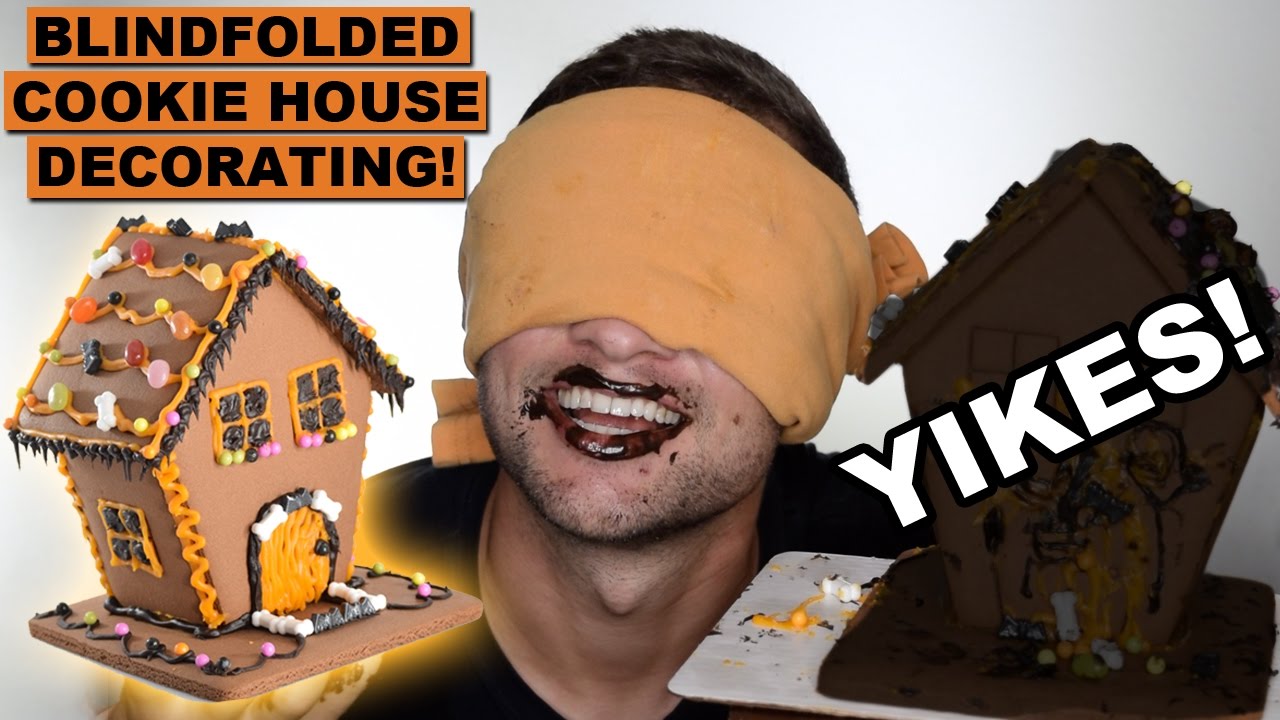 Halloween Cookie House Blindfolded Decorating Challenge