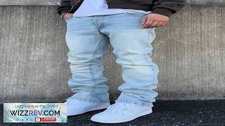 Men's Vintage Washed Light Blue Elastic Casual Jeans Versatile American Streetwear Style