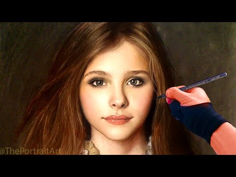 Chloe Grace Moretz Full Color Pastel Portrait Drawing Video