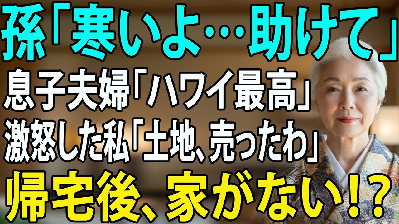 孫を庭に放置してハワイへ消えた息子夫婦「ババアの金で豪遊ｗ」私「土地、即売却したわよ？」→帰国後、家が消滅していた結果… 【シニアライフ】【60代以上の方へ】