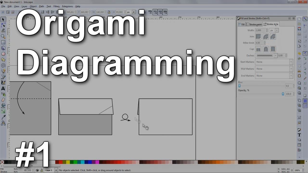 ⁣Origami Diagramming #1 - Inkscape basics (squares, lines, arrows, commands, tools)