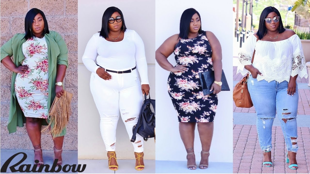 rainbow plus size denim dresses