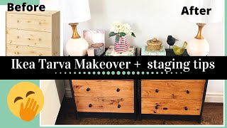 Ikea Tarva nightstands Makeover + Tips to stage and Decorate a nightstand