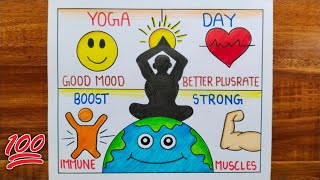 International Yoga Day Drawing / Yoga Day Poster / Yoga Day Drawing / Yoga Drawing / Yoga Day Chart