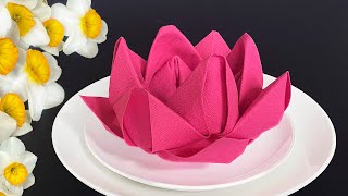 Napkin Lotus Folding. Easy Napkin Flower