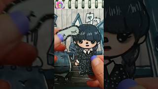 Toca Boca Wednesday's New Dress DIY Papercrafts #shorts #wednesdayaddams #diy #addamsfamily