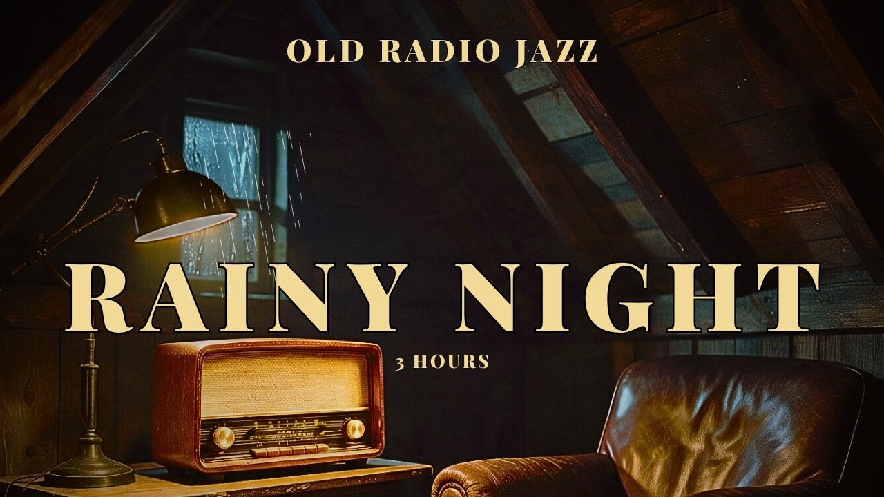 Rainy Night Jazz 🌧️ Dark Rain Sounds & Old Radio Music for Sleep | 3 Hours