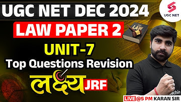 UGC NET Law 2024 | Complete UGC NET Law Unit 7 Revision | UGC NET Law Preparation By Karan Sir