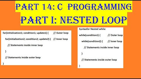 Video 14: C Programming, Nested loop, Nested for, Nested while, Nested do while