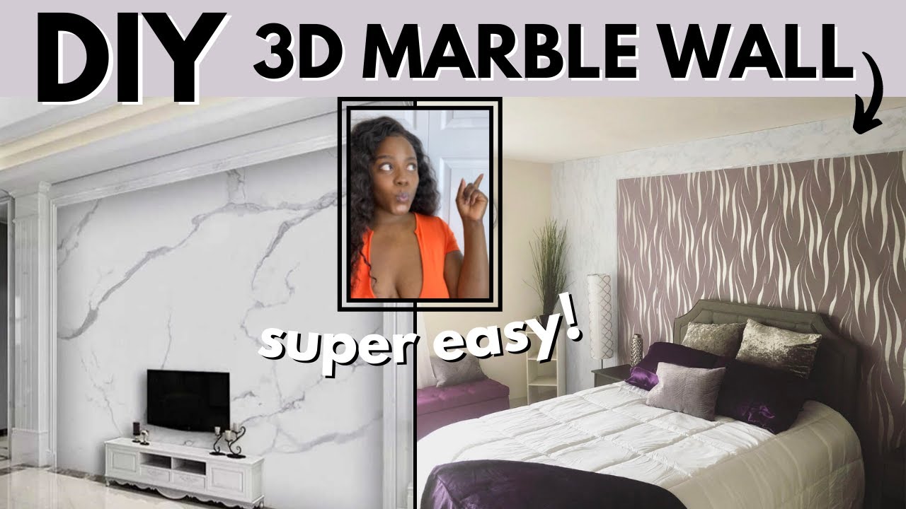 50 DIY MODERN ACCENT WALL Marble Wall (Renter Friendly) YouTube