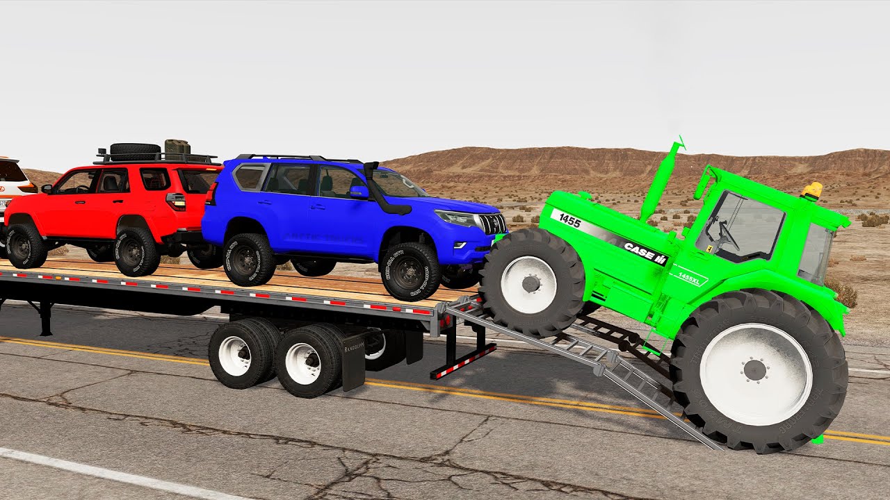 Flatbed Truck Mcqueen | Transportation with Truck - Pothole vs Car #307 - BeamNG.Drive