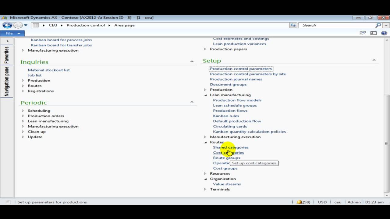 AX2012 - Creation of a Basic Production Route - YouTube