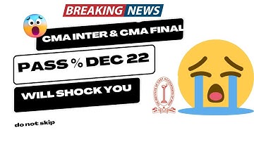 Breaking News | CMA Inter & CMA Final December 2022 Pass Percentage Will You Shock You | CMA results