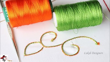 aari double chain stitch practice for beginners | aari double chain stitch using silk thread