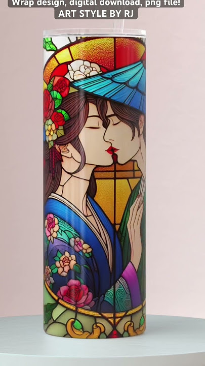Stain Glass Asian Kissing Couple.    https://artstylebyrj.etsy.com/listing/1672263495