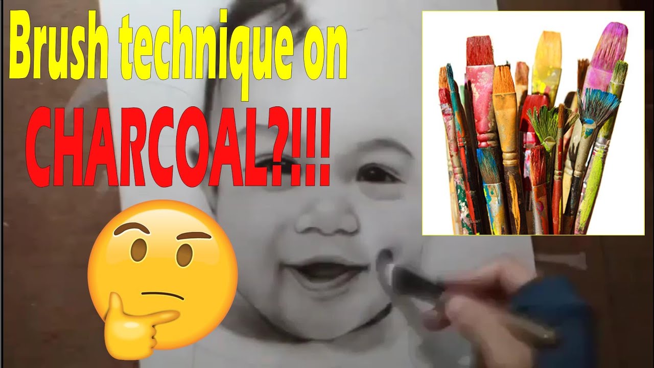 How to draw a portrait using brush technique on charcoal YouTube