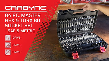 CARBYNE 84 Piece Master Hex & Torx Bit Socket Set | SAE & Metric | 1/4", 3/8" & 1/2" Drive