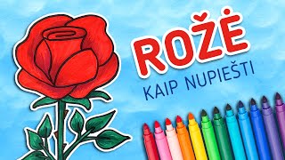Hey Hey Mokykla ROŽĖ (Kaip nupiešti gėlę gėlytę rožę Piešimo pamokos pamokėlės Piešimas vaikams)