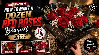 How to Make a Dozen Red Roses Bouquet 🌹 | Luxury Flower Wrapping Tutorial