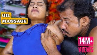 Girl Received Thai Massage from Asim Barber | Body Massage with Oil | Neck Cracking | ASMR #anxiety screenshot 5