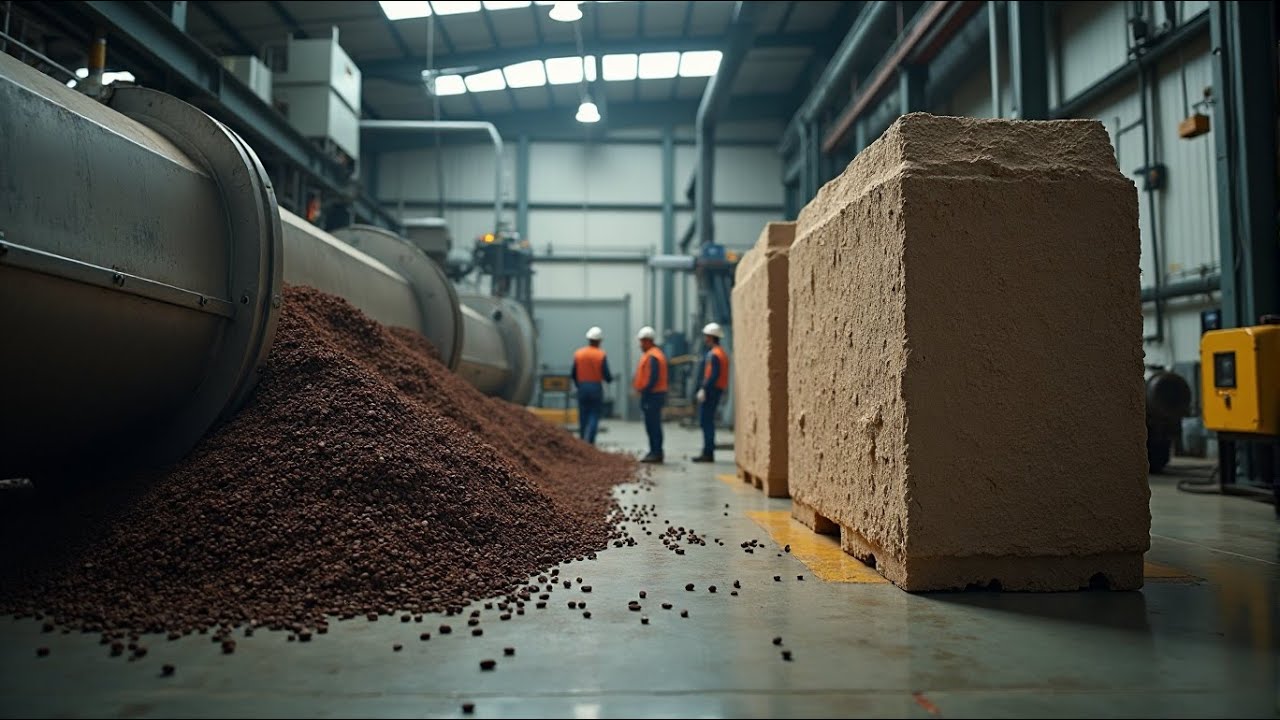 Coffee Waste Processing Factory: Turning Used Grounds Into Solid Blocks (Full Process)