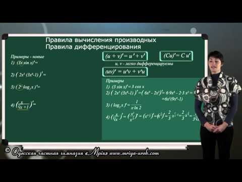 Правила вычисления производных