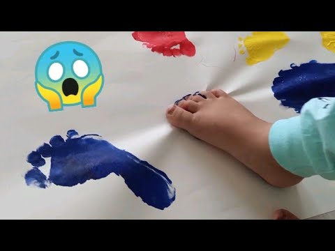 Eylül ve Poyraz Renkli Boyalarla Ayak Baskısı Yaptı | fun kids video