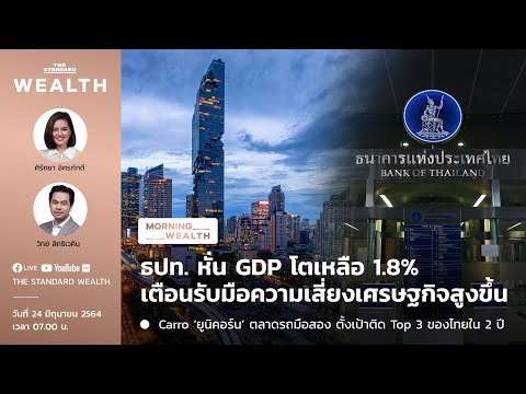 ธปท. หั่น GDP โต 1.8% เตือนรับมือความเสี่ยงเศรษฐกิจสูงขึ้น | Morning Wealth 24 มิถุนายน 2564