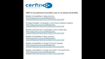 CERT-In has published Vulnerability notes on its website (23-04-2025)