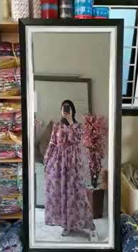 Gamis Selly Maxy Bahan Ceruty Motif Daun begonia