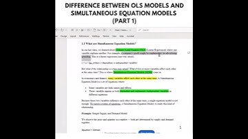 Difference between OLS Models and Simultaneous Equation Models  || Multivariate Regression Models