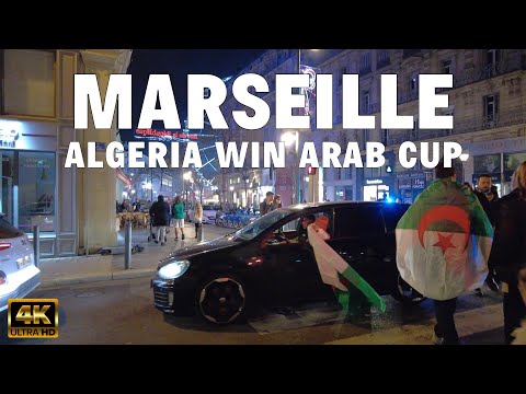 [4K] ?? Marseille, FRANCE - Walking after Algeria win Arab cup