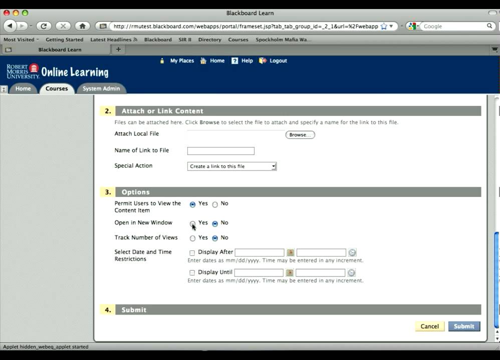 Create an external link in Blackboard™ 9 YouTube