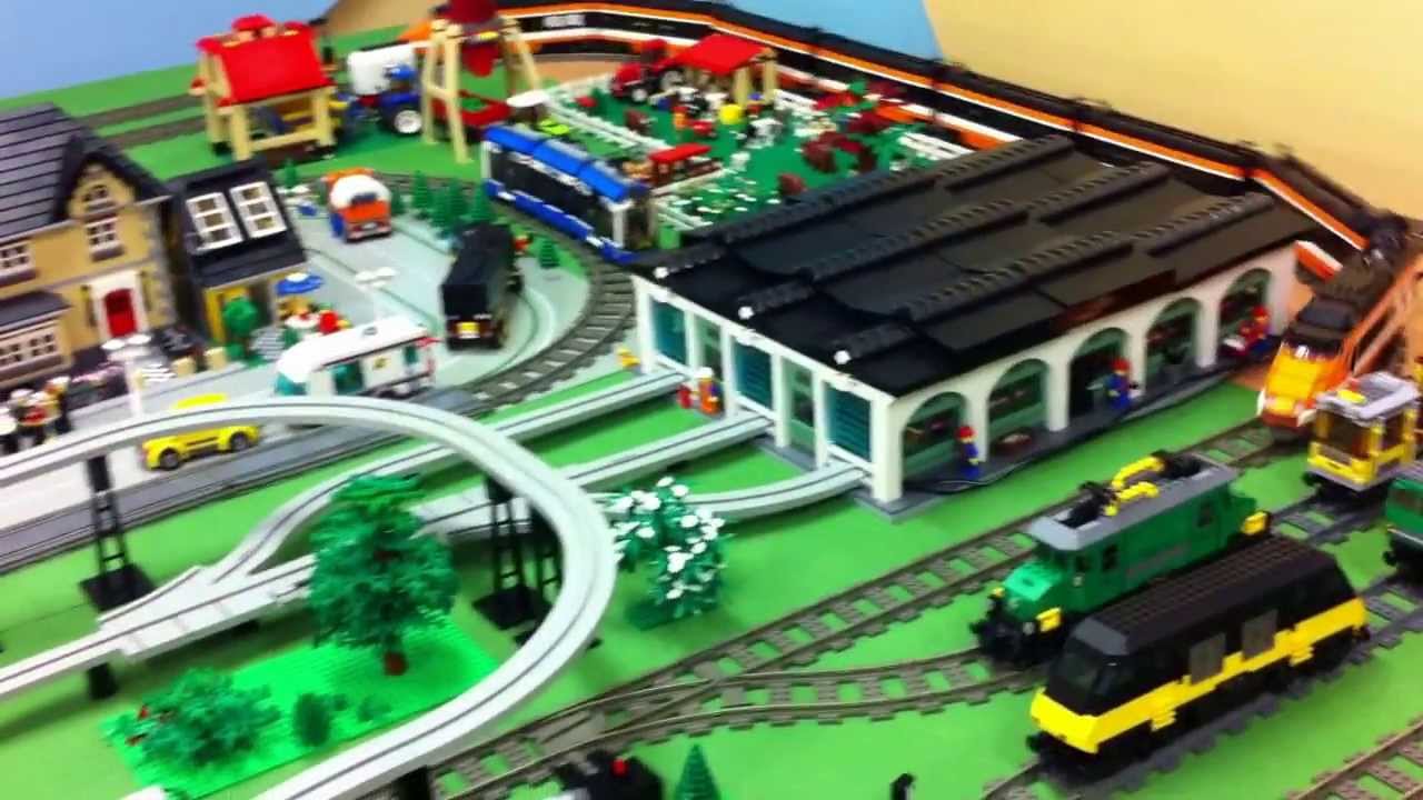 LEGO NXT monorail, trains and airport at an exhibition in Brno 2014