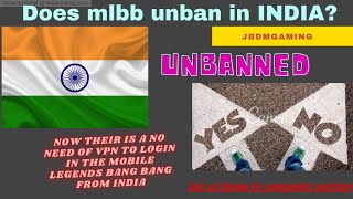 Does Mlbb unban in INDIA???? | MLBB: MOBILE LEGENDS BANG BANG | 5v5MOBA | JBDMGAMING| screenshot 1