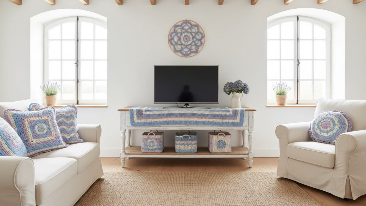 Luxury Crochet Dream House Tour 💜 Light Blue & Lavender French Country Full Home Décor