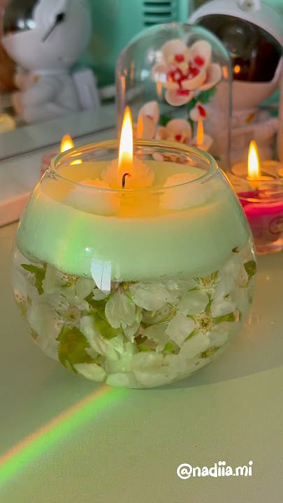 Water Candle DIY with Flowers | ASMR Glow Up🤍✨🟢