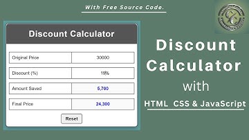 Discount Calculator Using HTML, CSS and JavaScript |  JavaScript Project